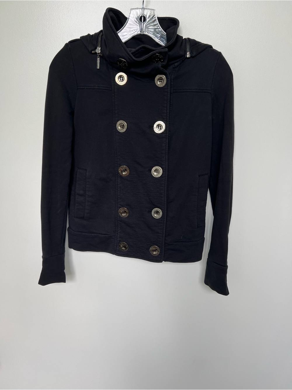 Vera Moda Black Double-Breasted Women's Jacket with Stand Collar and hood